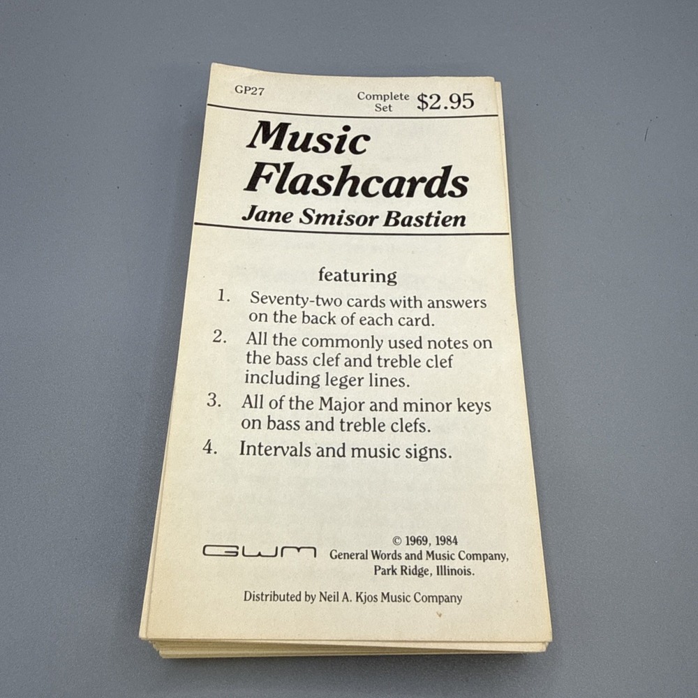 Vintage Set Of Bastien Music Flashcards 71 Cards. Card 70 Is Missing.